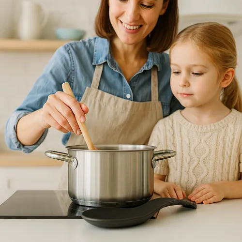 Vista 4 de Juego de 2 cucharas de cocina de nailon para estufa, cucharas de degustación, utensilios para mantener los contadores limpios, resistente al calor