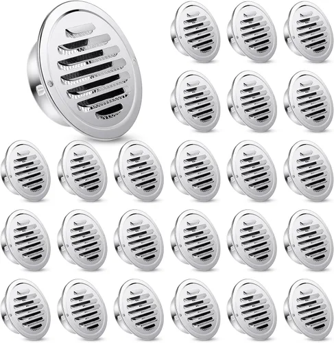 Vista 12 de Zonon 12 Piezas Rejillas de Ventilación de Sofito de Acero Inoxidable de 4 Pulgadas Redondas Cubierta de Ventilación de Secadora con Pantalla