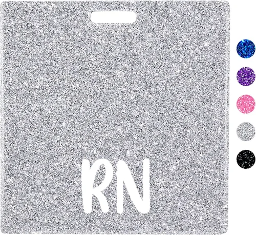 Vista 13 de Plifal RN Badge Buddy - Tarjetero para enfermera, accesorios de enfermería, con purpurina azul claro, horizontal, identificación con nombre