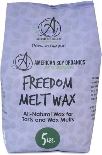 American Soy Organics - Perlas de cera de soja Freedom para hacer velas - Suministros naturales para fabricar velas - Cera de soja libre de parafina
