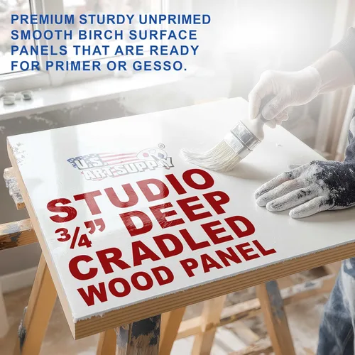 Vista 3 de U.S. Art Supply Paneles de madera acunados sin terminar de 16 x 20 pulgadas para pintar, estudio de 34 pulgadas de profundidad (paquete de 2)