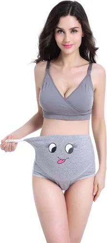 Vista 5 de SEPMINDU Algodón 3 Pack Embarazo Maternidad Overbump Sonrisa Cintura Alta Ajustable Ropa Interior Bragas