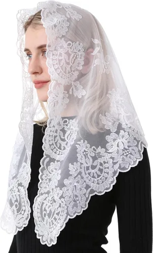Vista 6 de Velo de encaje Mantilla Iglesia Católica Capilla Velo Cabeza Cubrir Misa Latina
