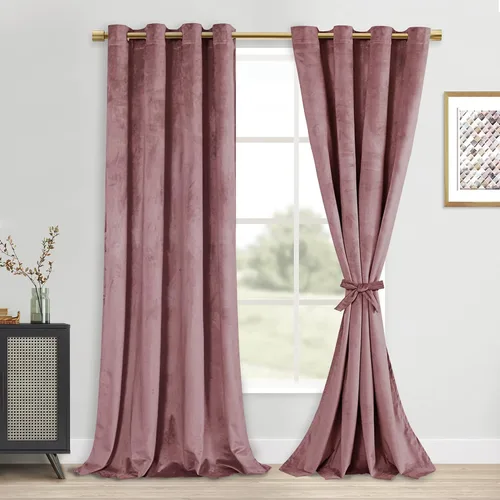 Vista 81 de DWCN - Juego de 2 paneles de cortina de terciopelo con ojales negros, tratamiento de ventanas con aislamiento térmico, apilables, decoración moderna