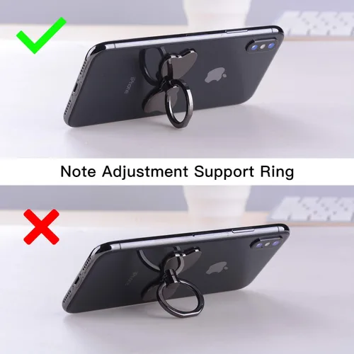 Vista 5 de PZOZ Soporte de anillo de teléfono de metal con estabilidad, soporte plegable para la parte posterior, mango de agarre manual en bucle, gancho
