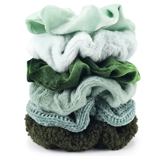 Vista 8 de Coleteros mate para el cabello, 6 piezas de coleteros de terciopelo para cabello grueso, ultra texturizados, suaves y mullidos, bandas