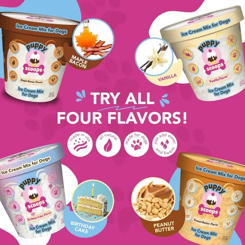 Vista 6 de Mezcla de helado para perros Puppy Scoops: maple con tocino - Agregue agua y congele en su hogar