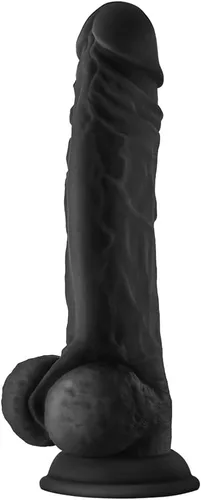 Vista 19 de Shaft Modelo A - Consolador de silicona de doble densidad de 8.5 pulgadas con bolas, negro, realista con forma de pene recto, base de ventosa