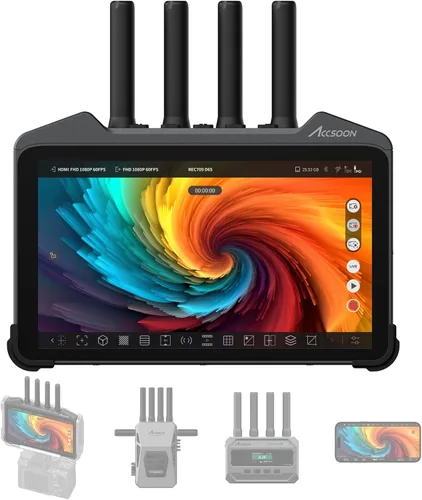 Accsoon CineView M7 Pro 4K60 Transmisor de video inalámbrico Receptor y monitor de cámara, 7 pulgadas Control de cámara 3D LUT de doble banda SDI