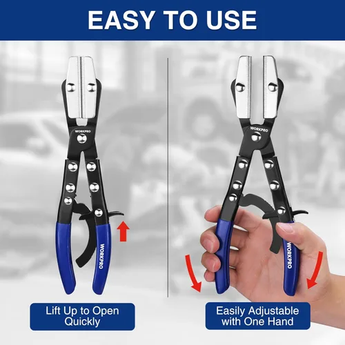 Vista 6 de WORKPRO 3-Piece Ratcheting Hose Pinch Off Pliers Set, 8", 10", 12" Locking Hose Pinch Pliers Set with Storage Bag - for Radiator, Coolant
