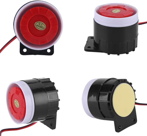 Vista 3 de Zerodis Bocina de alarma, sirena de alarma con cable de 12 V CC con sistema de alarma de sonido, 110 dB, rojo
