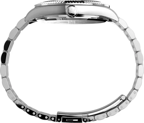 Vista 2 de Timex Reloj Waterbury de 1.614in para hombre, pulsera de acero inoxidable, esfera azul, caja de acero inoxidable