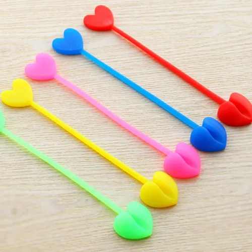 Vista 8 de STOBAZA Juego de 5 lazos reutilizables con forma de corazón de silicona, clip para pan, fácil de usar al azar