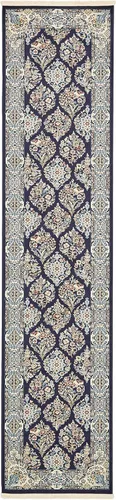 Vista 12 de Rugs.com Rabia Collection - Alfombra baja azul de 3 x 5 pies, perfecta para entradas, cocinas, rincones de desayuno, piezas de acento