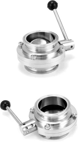 Vista 4 de QWORK Válvula de mariposa de acero inoxidable tubo de 3 pulgadas OD - Control de flujo preciso para elaboración de cerveza, transferencia