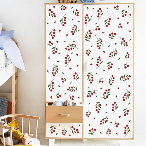 Vista 9 de Calcomanías de pared de bayas rojas, calcomanías de pared de frutas pequeñas, calcomanías de pared lindas calcomanías de frutas de verano