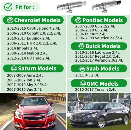Vista 4 de Válvula Solenoide del Actuador de Posición del Árbol de Levas de Admisión y Escape Kit de Control de Aceite VVT Compatible con Chevy, Saturn