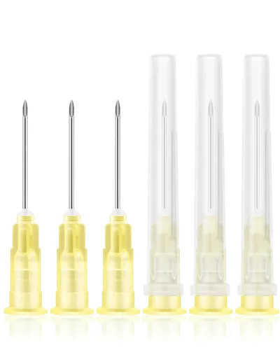 Vista 21 de 100 piezas agujas desechables 22G de 1 pulgada, Luer Lock paquete individual de accesorios de herramientas de laboratorio para rellenar líquidos