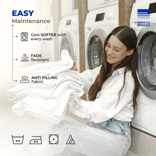Vista 6 de THREAD SPREAD Fundas de almohada 100% de algodón egipcio - Fundas de almohada de alto conteo de hilos tamaño Queen/estándar, paquete de 2, suaves