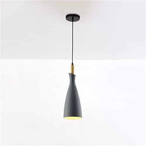 Vista 7 de Modern Wood Pendant Light Metal Shade Hanging Chandelier Adjustable Stylish Ceiling Fixture with E27 Socket for Kitchen Island Dining Room Bedside