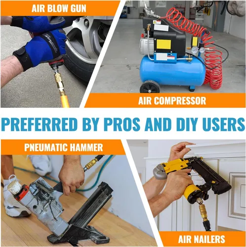 Vista 6 de SUNGATOR Enchufes de aire hembra de 1/4 de pulgada, paquete de 10 accesorios de manguera de aire de hierro industrial NPT con orificio de flujo