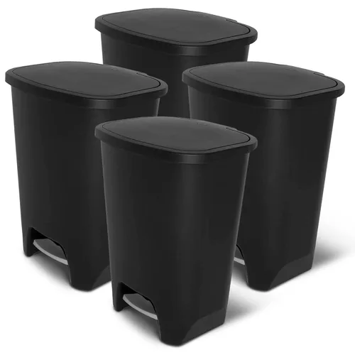 Vista 10 de Glad Basurero de cocina Cubo de basura grande de plástico con protección contra olores de la tapa, manos libres con pedal de pie y anillos de Gris