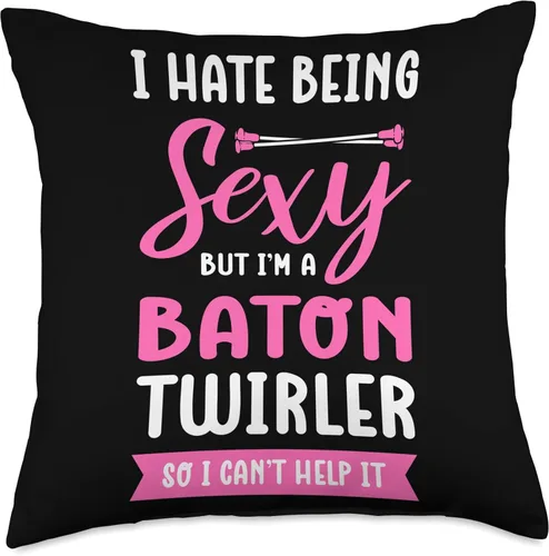 Vista 4 de Majorette & Baton Twirler Shirts & Merch Gymnastic Majorette Cheerleader Baton Twirler Throw Pillow, 16x16, Multicolor
