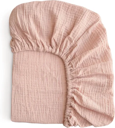 Vista 31 de mushie Sábana bajera ajustable de muselina extra suave para cuna, 192 hilos, 28 x 52 pulgadas (azul bebé)