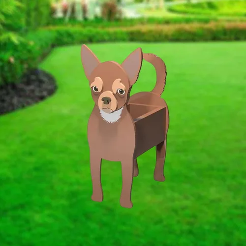 Vista 22 de XOOFMASS Lindas macetas de perro para plantas al aire libre, macetas de madera para perros, macetas en forma de perro, macetas para suculentas