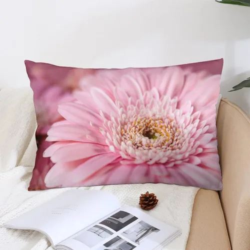 Vista 5 de Funda de almohada lumbar rosa con margaritas para exteriores, de 16 x 24 pulgadas, a la moda, con cremallera, diseño de impresión de doble cara