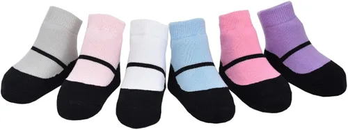 Baby Girl Socks with Shoe-look - Anti Slip - Soft Cotton - 3 or 6 Pairs - Baby Shower