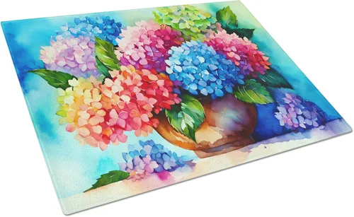 Vista 43 de Caroline's Treasures DAC1545LCB Anémonas en acuarela Tabla de cortar de vidrio grande decorativa de vidrio templado tabla de cortar y servir tabla