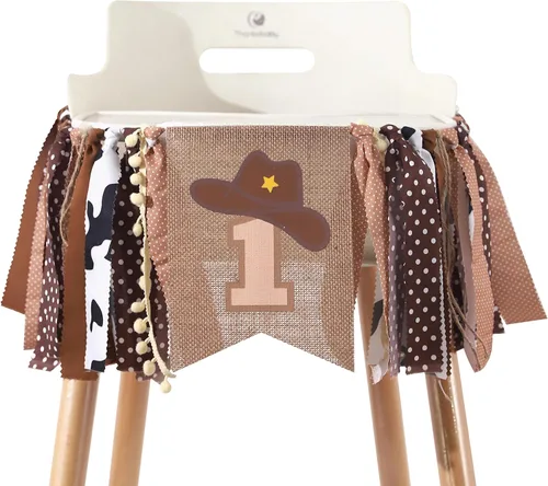 Cartel de primer cumpleaños para silla alta – Rodeo de vaquero para decoración de tela de fiesta, baby shower, guirnalda de fondo para accesorios de