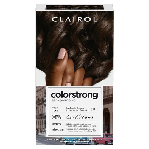 Clairol ColorStrong Tinte Permanente Sin Amoníaco para Cabello, 3.0 Marrón Más Oscuro - Color de Cabello La Habana, Paquete de 1