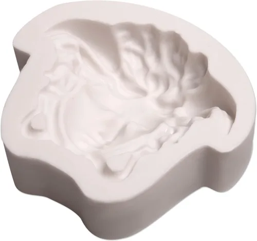 Vista 8 de Medusa - Molde de silicona para fondant, molde para hornear chocolate de diosa de mitología, molde de decoración de cabeza de dibujos animados