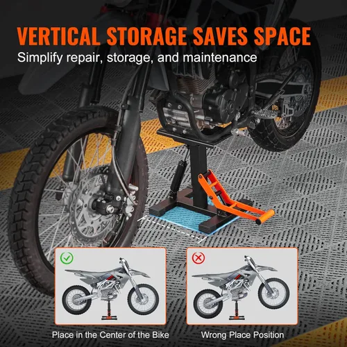 Vista 6 de VEVOR Soporte elevador para motocross, soporte de elevación de gato para motocicleta, capacidad de 440 libras y operación de elevación hidráulica