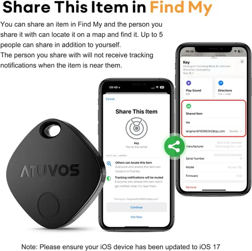 Vista 7 de Etiqueta de seguimiento ATUVOS Air Tracker - Paquete de 1, rastreador de equipaje Bluetooth compatible con la aplicación Apple Find My