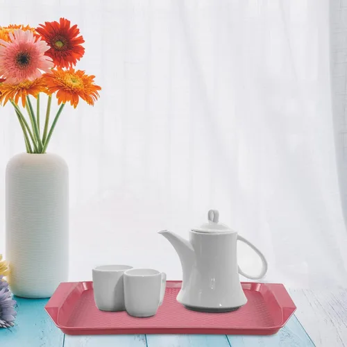 Vista 5 de Bandejas plásticas para servir comida rápida, 6 paquetes de bandejas coloreadas de la cafetería