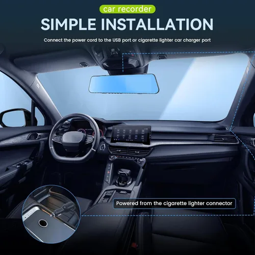 Vista 6 de Cámara de respaldo de 4.5 pulgadas, cámara de respaldo 1080P, cámara de espejo de visión frontal y trasera para automóviles Grabación de bucle