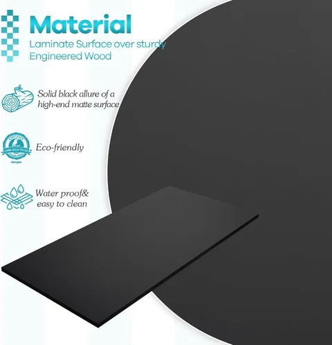 Vista 4 de Kaboon 36x20 pulgadas Mesa Negra Universal, Escritorio Sólido de Una Pieza, Encimera Reversible de Melamina, Dobles Escritorios, L-Escritorio DIY