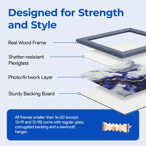 Vista 2 de Marco profundo de madera vincapervinca para fotografía 1.5 pulgadas de ancho.