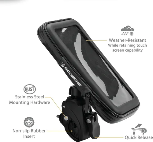 Vista 2 de SCOSCHE PSM11002 TerraClamp Tube Soporte para teléfono, negro, liberación rápida 3 en 1