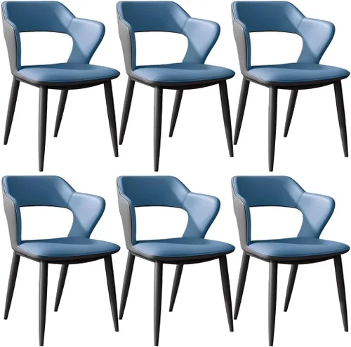 Vista 11 de YVYKFZD Leather Dining Chairs Set, Kitchen Chairs with Curved Back, Upholstered Dining Room Chair, Comfy Side Chair Lounge Armchair, for Living Blue