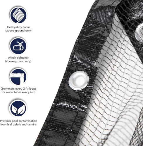 Vista 6 de Blue Wave - Cubierta redonda con red para hojas para piscina elevada, 12 pies