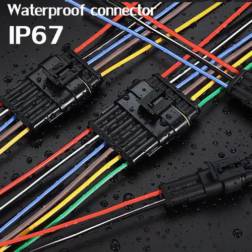 Vista 2 de Conector de 2 pines impermeable, conector eléctrico de automóvil de 2 pines con cable 16AWG marino para automóvil, camión, barco, motocicleta