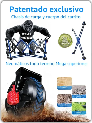 Vista 4 de VIC Super Cart & Table 1 = 5 Juego de 680 libras de capacidad mega de 54 pulgadas, carrito plegable extra alto extra largo, carritos plegables