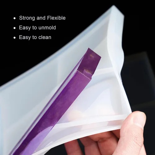 Vista 6 de NiArt Fundición de resina epoxi de 7 x 5 pulgadas, marco de fotos rectangular+soporte de molde de silicona, kit de molde de bricolaje, manualidades