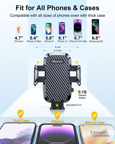 Vista 7 de Rorhxia Soporte para teléfono 3 en 1 para coche [Ventosa más estable y flexible 2025] Soporte para teléfono celular para salpicadero, parabrisas