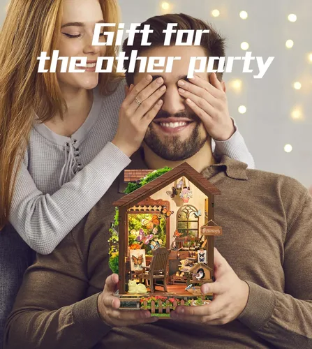 Vista 7 de Roroom Casa de muñecas en miniatura con muebles, kit de casa de muñecas para adultos y adolescentes, Booknook Tiny House Librería Decoración Mini