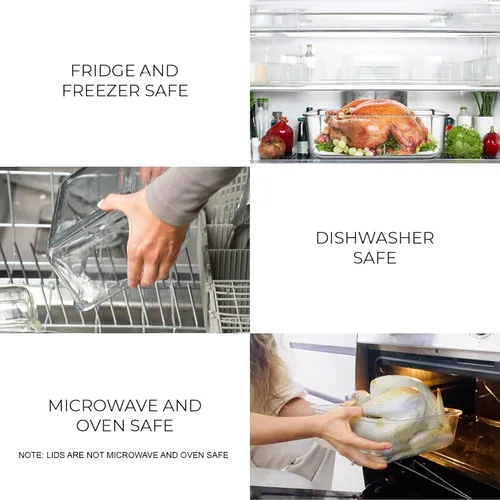 Vista 4 de Recipiente grande de vidrio para almacenamiento de alimentos de 163 oz / 4800 ml / 21 tazas con tapa de bloqueo hermética. Ideal para almacenar